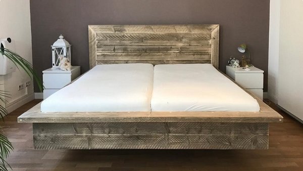 Bauholz-Bett | Schwebebett | Bauholz-Möbel | Schlafzimmer-Einrichtung von timber classics