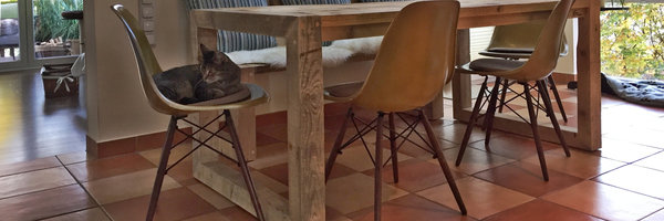 Bauholz-Tisch Kantholzrahmen | Esstisch | Gerüstbohlen | Bauholzmöbel | timber classics