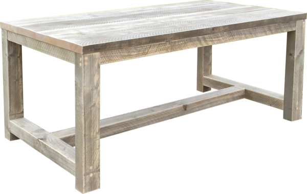 Bauholz-Tisch, klassisch, Holzstreben